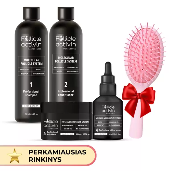 FOLLICLE ACTIVIN rinkinys plaukų augimui skatinti bei giliam maitinimui FOLLICLE ACTIVIN rinkinys plaukų augimui skatinti bei giliam maitinimui